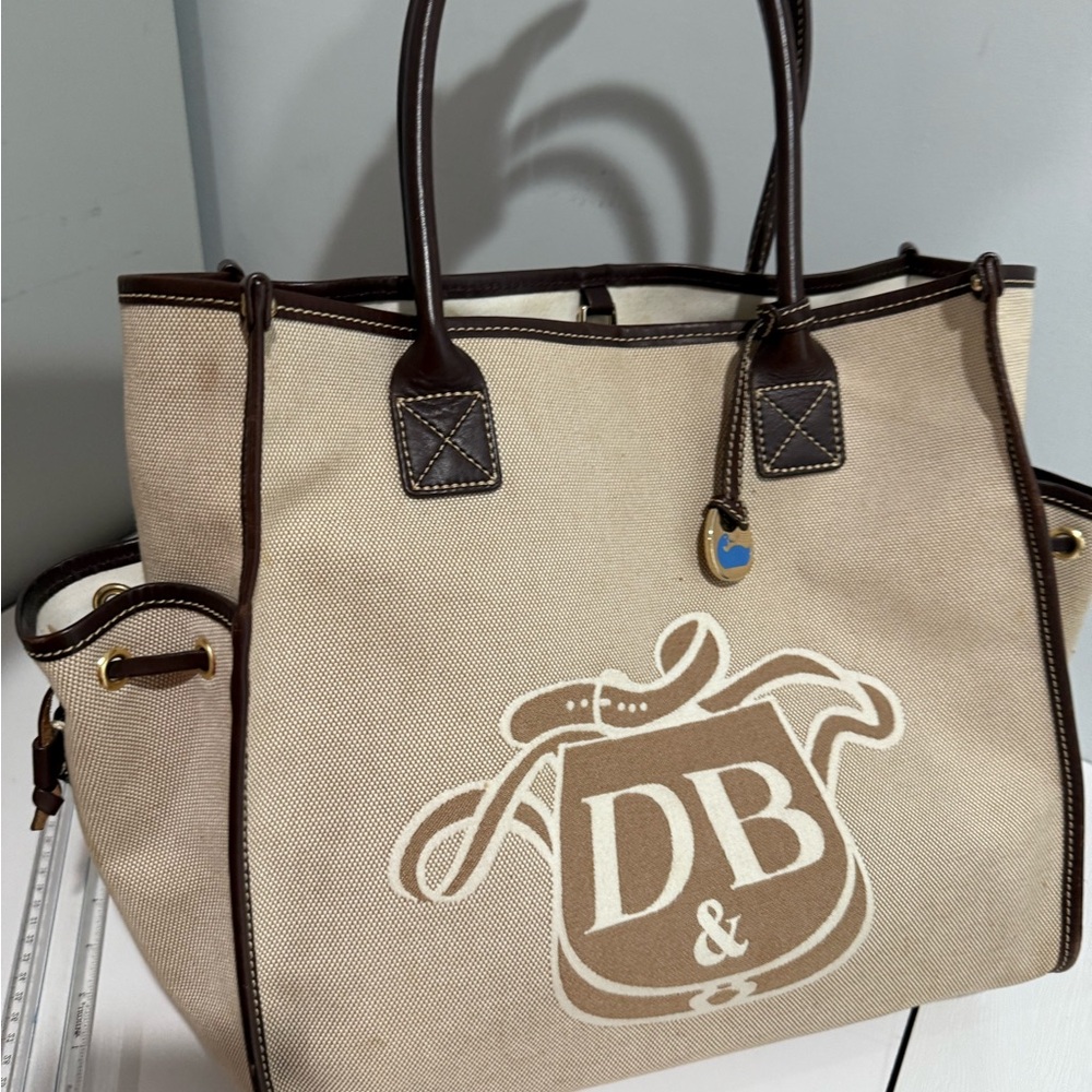 DB & Tan Canvas Tote Bag